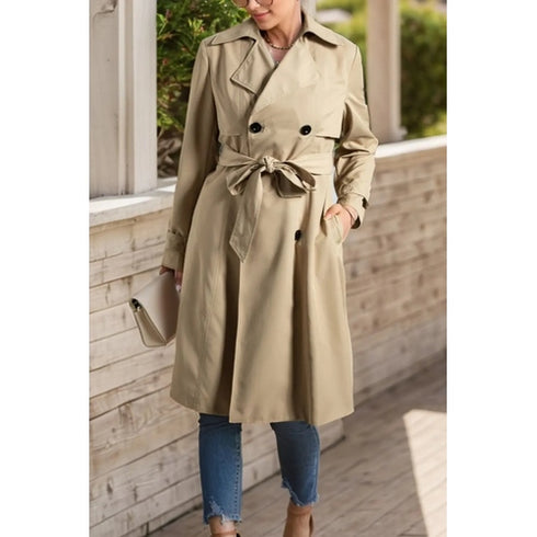 'Sagebloom' Buttoned Long Sleeve Trench Coat - Celes Fashion